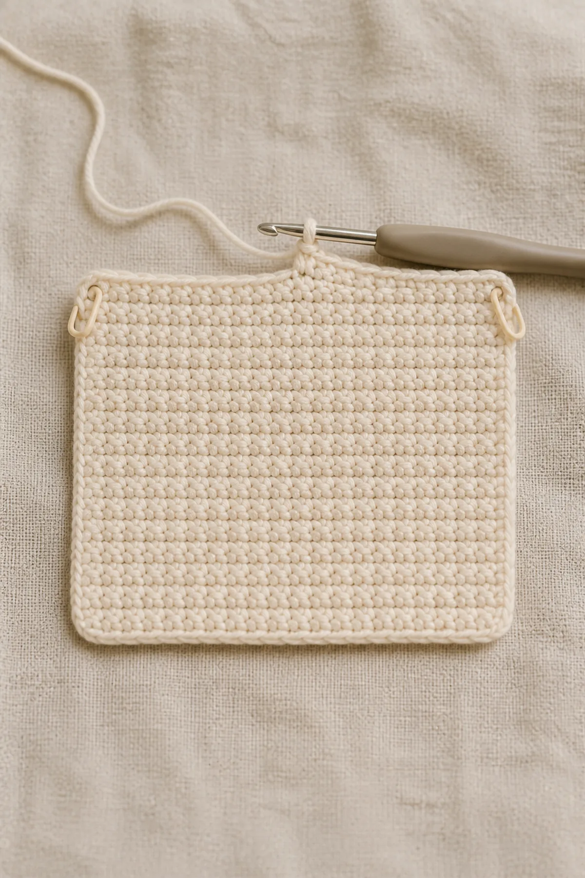 First counted square panel for baby sensory block cube toy free crochet patterns with yarn and hook