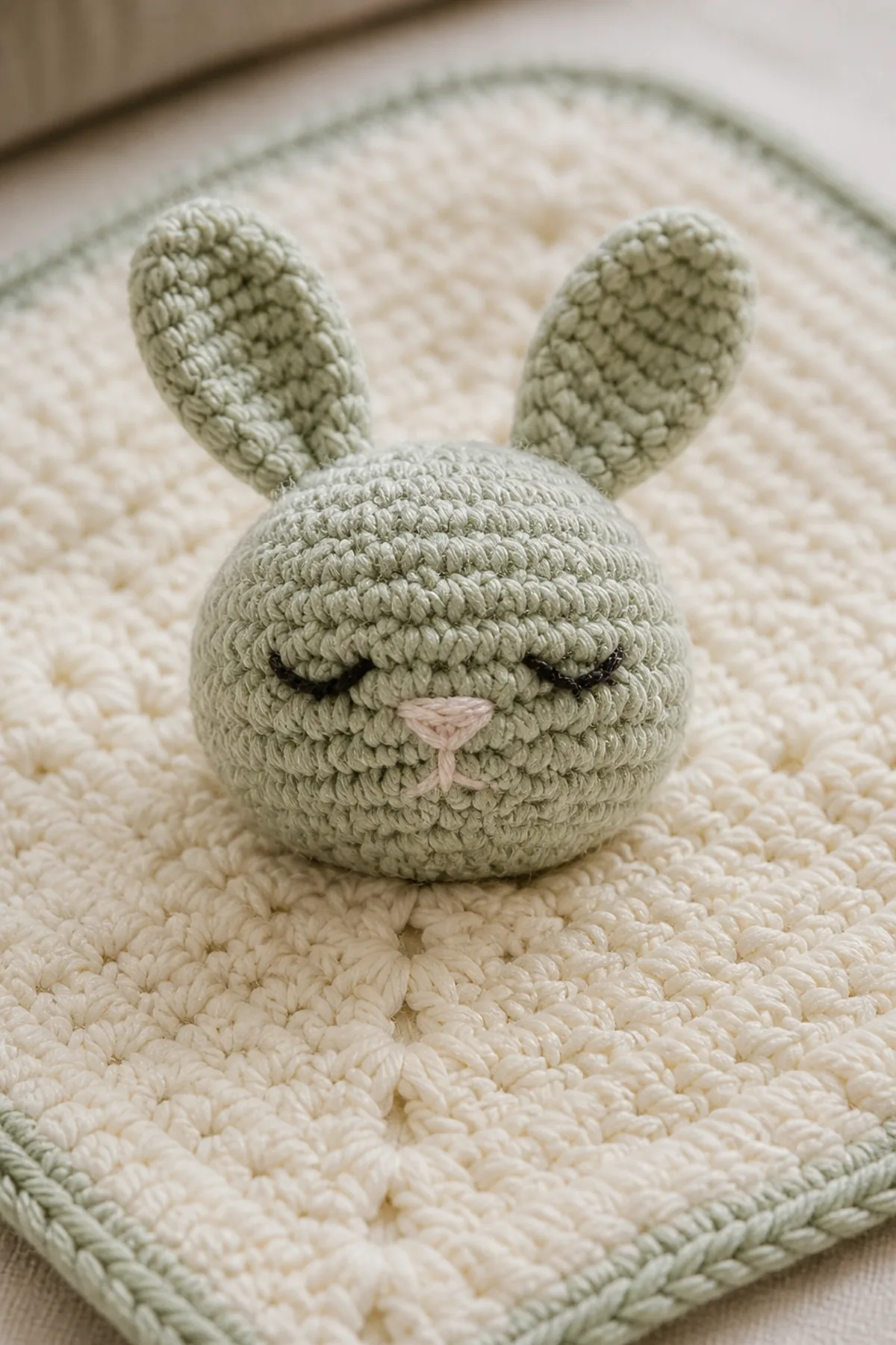 Close-up of the stitch texture and securely finished details on cute tiny amigurumi patterns