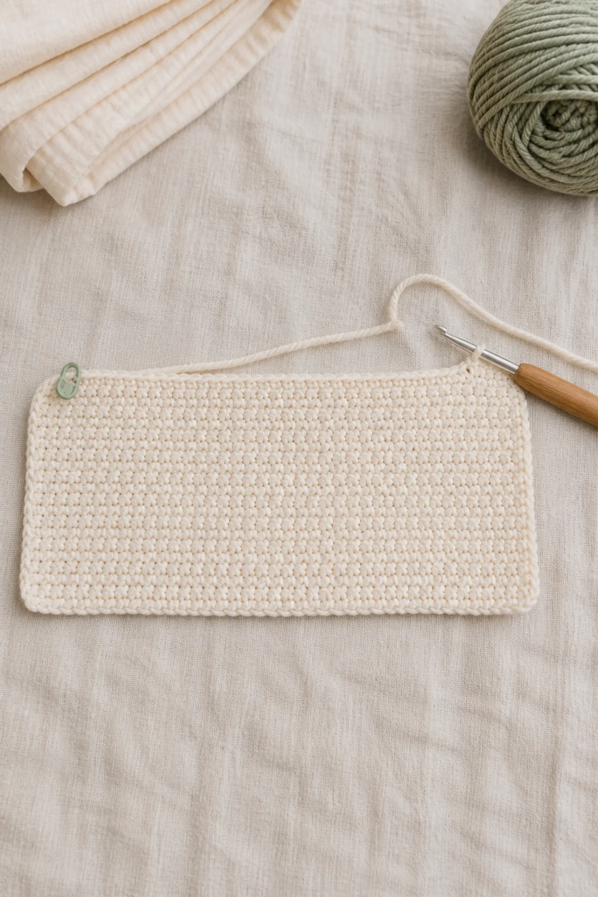 Early counted crochet stage of teddy bear lovey crochet pattern for babies - gifts and decor with matching yarn and hook