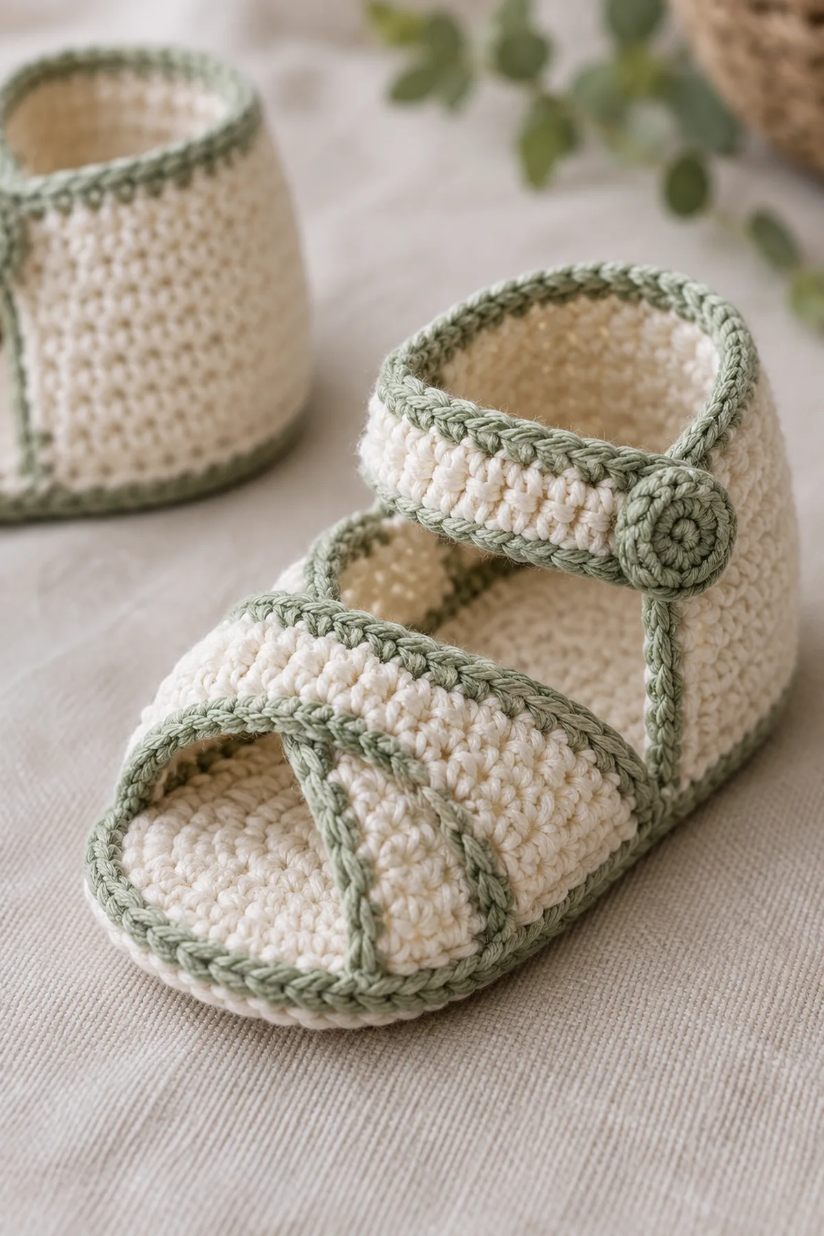 Close-up of the stitch texture and securely finished details on textured baby fisherman sandals