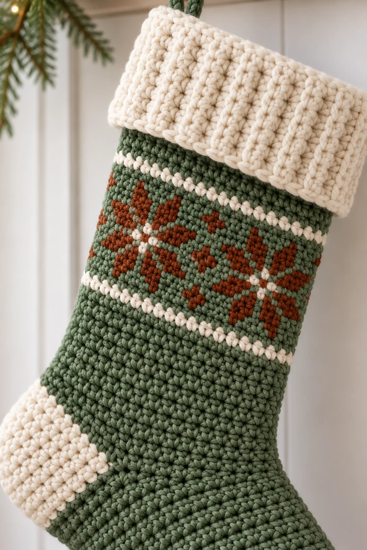 Close-up of snowflake band and ribbed foldover cuff